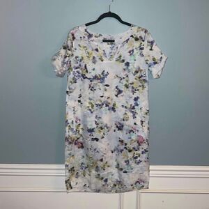 J Jill Love Linen 100% linen floral midi dress shift dress Women’s XS New